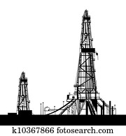 Oil rig silhouettes Oil rig silhouettes