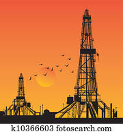 Oil rig silhouettes Oil rig silhouettes