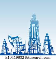 Oil rig silhouettes Oil rig silhouettes