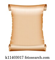 old blank scroll paper on white background