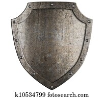 Old metal medieval shield. Crest template. Old metal medieval shield. Crest template.