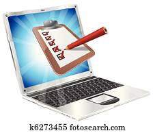 online, vermessung, laptop, notizbrett, begriff online, vermessung, laptop, notizbrett, begriff