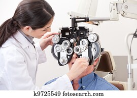 optometrist, fazendo, vista, testar