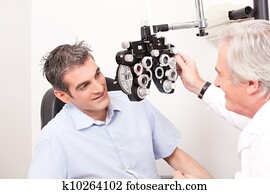 optometrist, fazendo, vista, testar