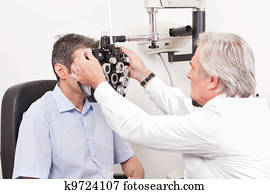 optometrist, fazendo, vista, testar