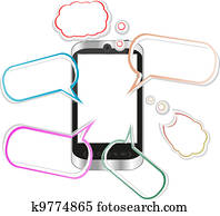 Origami speech bubbles and iphone - like smartphone Origami speech bubbles and iphone - like smartphone