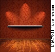 ouderwetse, kamer, met, plank