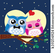 owl couple illustration owl couple illustration
