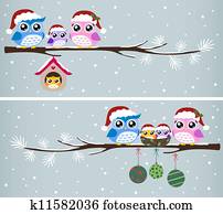 owl family christmas celebration owl family christmas celebration