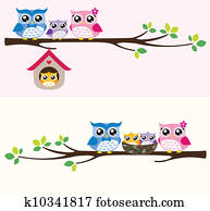 owl family illustration owl family illustration