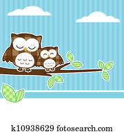Owls on branch