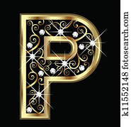 P gold letter with swirly ornaments P gold letter with swirly ornaments