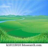 paisagem rural, ilustração