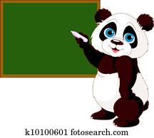 panda, escrita, ligado, quadro-negro