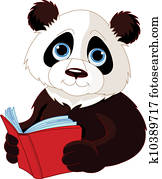 panda, lendo um livro