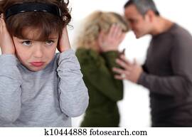 pareja, teniendo, un, pelea, delante de, su, niño