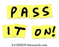 Pass It On Words Yellow Sticky Notes Spread Message News Pass It On Words Yellow Sticky Notes Spread Message News