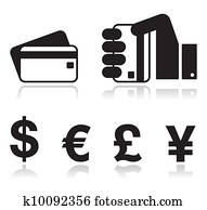 Payment methods icons set - credit