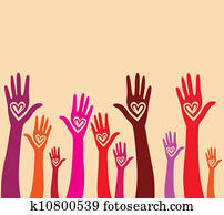 People hand like heart united seamless background.