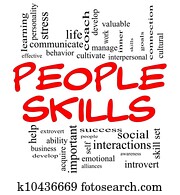 People Skills Word Cloud Concept in Red Caps
