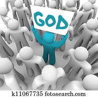 Person Holding Sign Spreading Word of God Person Holding Sign Spreading Word of God