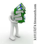 persona, con, contabilidad, folders., aislado, 3d, imagen