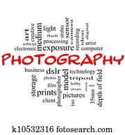 Photography word cloud concept black and red Photography word cloud concept black and red