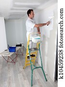 pintura homem, um, parede