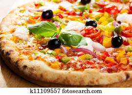 pizza, com, legumes