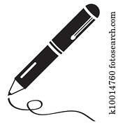 pluma de la escritura, limpio, negro, icono