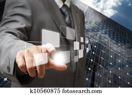 point to virtual buttons as green energy concept