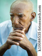 Portrait of sad bald senior man 