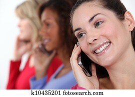 portrét, o, 3 eny, oproti telefonovat