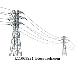 power line on a white background power line on a white background