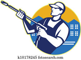 Power Washing Pressure Water Blaster Worker Power Washing Pressure Water Blaster Worker