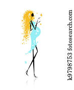 Pregnant woman with butterfly for your design