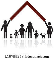 Protection people silhouette family Protection people silhouette family