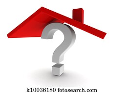 Question mark under red roof Question mark under red roof