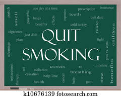 Quit Smoking Word Cloud Concept on a Blackboard