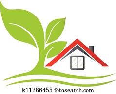 real estate, haus, mit, baum, logo real estate, haus, mit, baum, logo