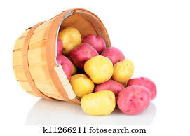 Red and White Potatoes Basket Spill