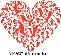 red heart shoes, vector red heart shoes, vector