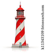 Red lighthouse isolated on white Red lighthouse isolated on white
