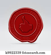 Red sealing wax approved stamp print Red sealing wax approved stamp print