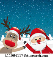 reindeer and santa claus wave reindeer and santa claus wave