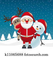 reindeer red nose santa claus snowman reindeer red nose santa claus snowman