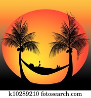 relaxe, ligado, um, rede