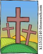 religión, -, cristiano, cruces