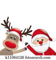 rendier, en, santa claus, golf