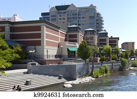 Reno architecture and river. Reno architecture and river.